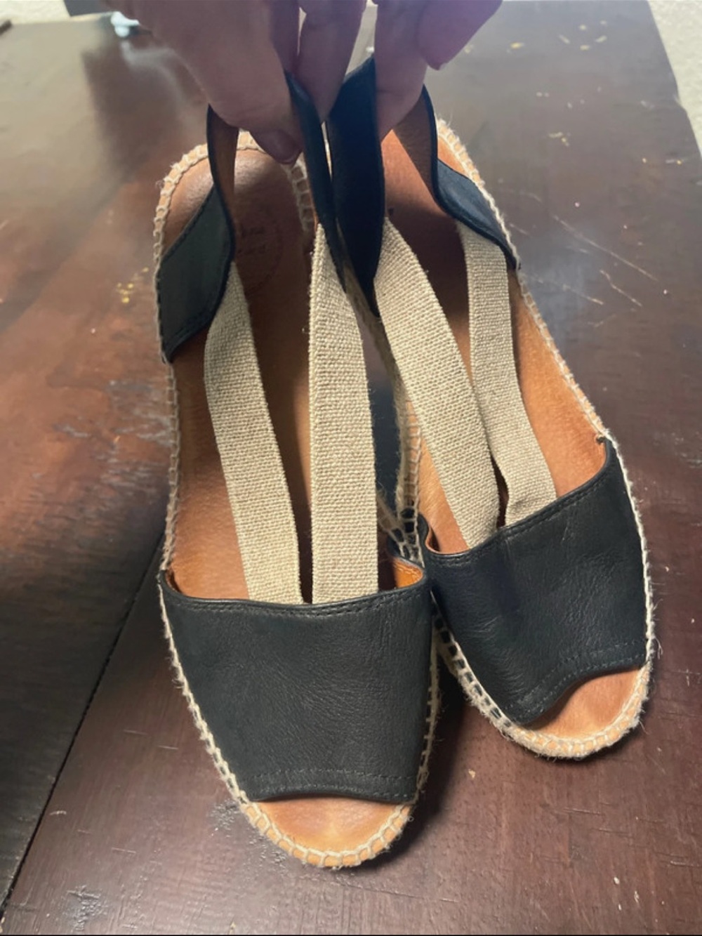 From Spain! Bought in Barcelona Black Elastic-Strap Espadrille Flats - Women